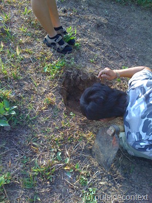 The villager digs The villager digs