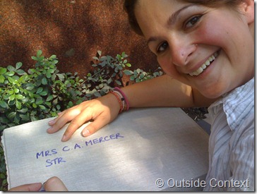 Cesca writes the address Cesca writes the address